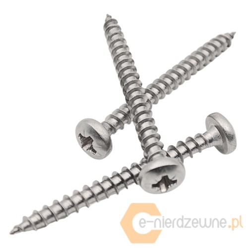Wkręty soczewkowe do drewna nierdzewne A2